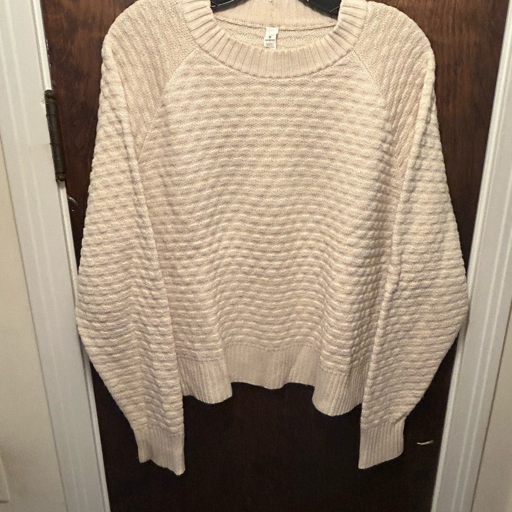 Lululemon Athletica Cream Crew Neck Sweater with Textured Knit